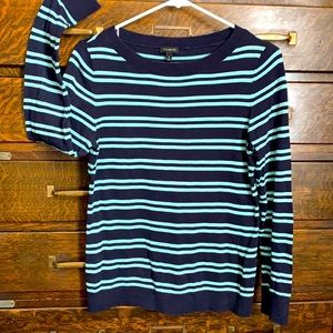👱‍♀️2/$10👱‍♀️Talbots summer stripe sweater blue/aqua long sleeve S